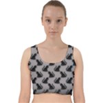 Black Cats On Gray Velvet Racer Back Crop Top