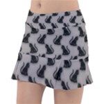 Black Cats On Gray Tennis Skirt