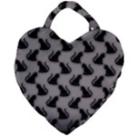 Black Cats On Gray Giant Heart Shaped Tote