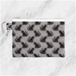 Black Cats On Gray Canvas Cosmetic Bag (Medium)