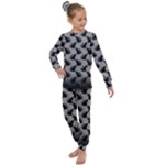 Black Cats On Gray Kids  Long Sleeve Set 