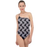 Black Cats On Gray Classic One Shoulder Swimsuit