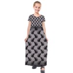 Black Cats On Gray Kids  Short Sleeve Maxi Dress