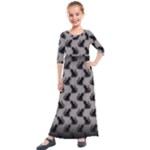 Black Cats On Gray Kids  Quarter Sleeve Maxi Dress