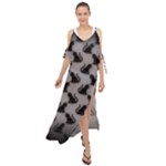 Black Cats On Gray Maxi Chiffon Cover Up Dress