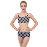 Black Cats On Gray Layered Top Bikini Set