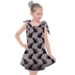 Black Cats On Gray Kids  Tie Up Tunic Dress