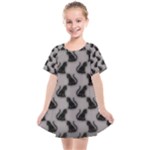 Black Cats On Gray Kids  Smock Dress