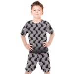 Black Cats On Gray Kids  Tee and Shorts Set