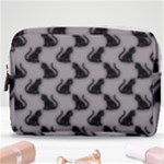 Black Cats On Gray Make Up Pouch (Medium)