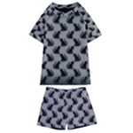 Black Cats On Gray Kids  Swim Tee and Shorts Set