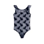 Black Cats On Gray Kids  Frill Swimsuit