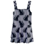 Black Cats On Gray Kids  Layered Skirt Swimsuit