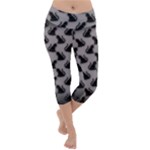 Black Cats On Gray Lightweight Velour Capri Yoga Leggings