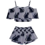 Black Cats On Gray Kids  Off Shoulder Skirt Bikini