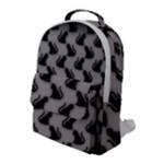 Black Cats On Gray Flap Pocket Backpack (Large)