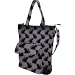 Black Cats On Gray Shoulder Tote Bag