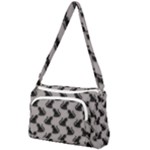 Black Cats On Gray Front Pocket Crossbody Bag