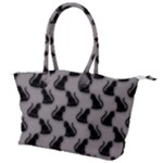 Black Cats On Gray Canvas Shoulder Bag