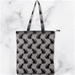 Black Cats On Gray Double Zip Up Tote Bag