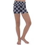 Black Cats On Gray Kids  Lightweight Velour Yoga Shorts