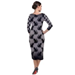 Quarter Sleeve Midi Velour Bodycon Dress 