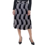 Black Cats On Gray Classic Velour Midi Skirt 