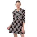 Black Cats On Gray Mini Skater Shirt Dress