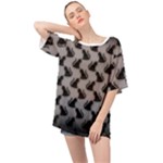 Black Cats On Gray Oversized Chiffon Top