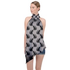 Halter Asymmetric Satin Top 