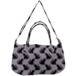 Black Cats On Gray Removal Strap Handbag