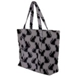 Black Cats On Gray Zip Up Canvas Bag