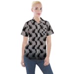 Black Cats On Gray Women s Short Sleeve Pocket Shirt