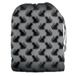 Black Cats On Gray Drawstring Pouch (XXXL)