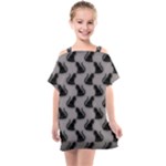 Black Cats On Gray Kids  One Piece Chiffon Dress