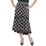 Black Cats On Gray Midi Mermaid Skirt