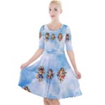 clouds angel cherubs  Quarter Sleeve A-Line Dress