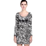 Encaje Long Sleeve Velvet Bodycon Dress