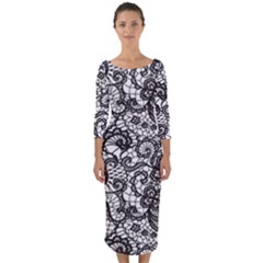 Quarter Sleeve Midi Bodycon Dress 