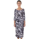 Encaje Quarter Sleeve Midi Bodycon Dress