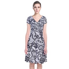 Short Sleeve Front Wrap Dress 