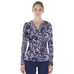 Encaje V-Neck Long Sleeve Top