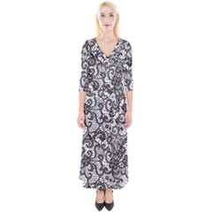 Quarter Sleeve Wrap Maxi Dress 