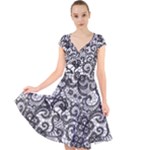 Encaje Cap Sleeve Front Wrap Midi Dress