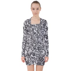 V-neck Bodycon Long Sleeve Dress 