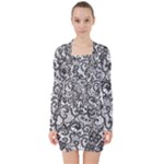 Encaje V-neck Bodycon Long Sleeve Dress