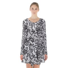 Long Sleeve Velvet V-neck Dress 