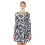Encaje Long Sleeve Velvet V-neck Dress