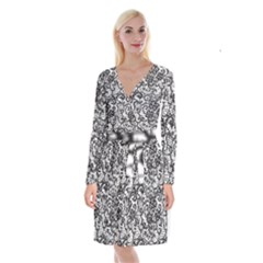 Long Sleeve Velvet Front Wrap Dress 