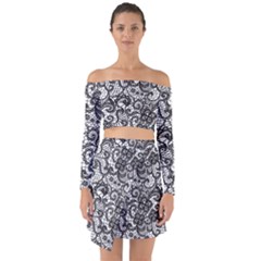 Off Shoulder Top with Skirt Set 